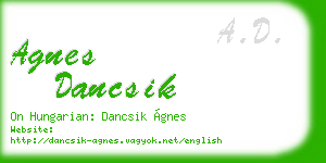 agnes dancsik business card